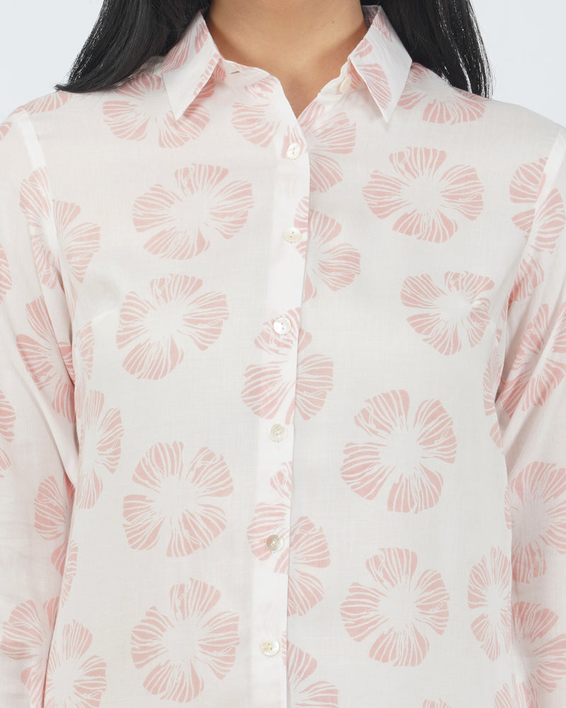 Hibiscus print shirt dress