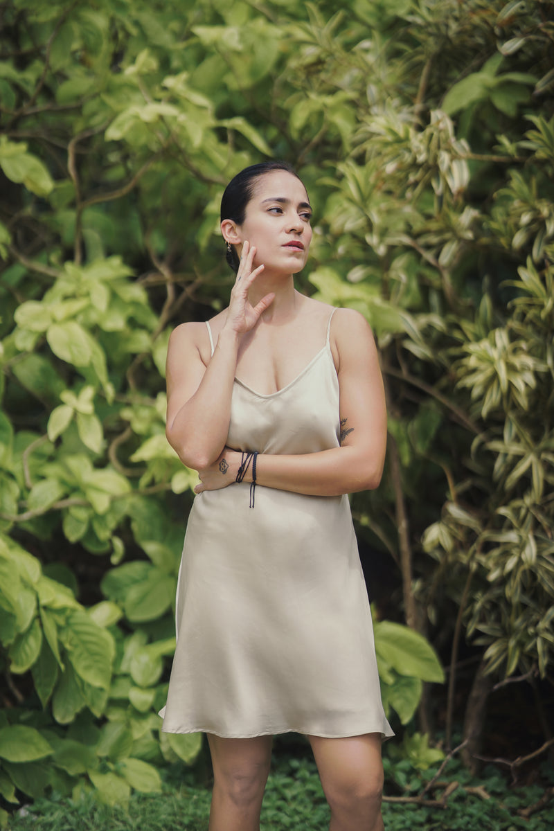 Vegan silk slip mini