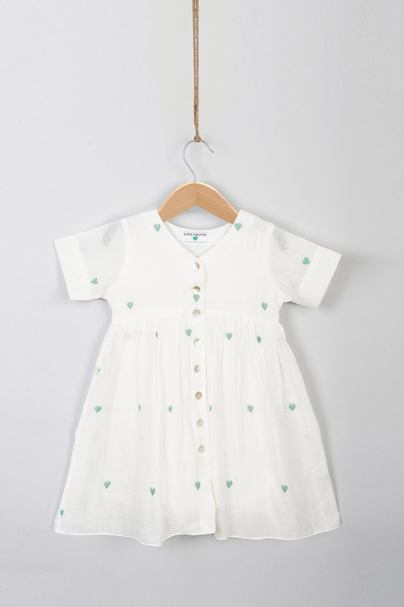 TM Green hearts button down frock