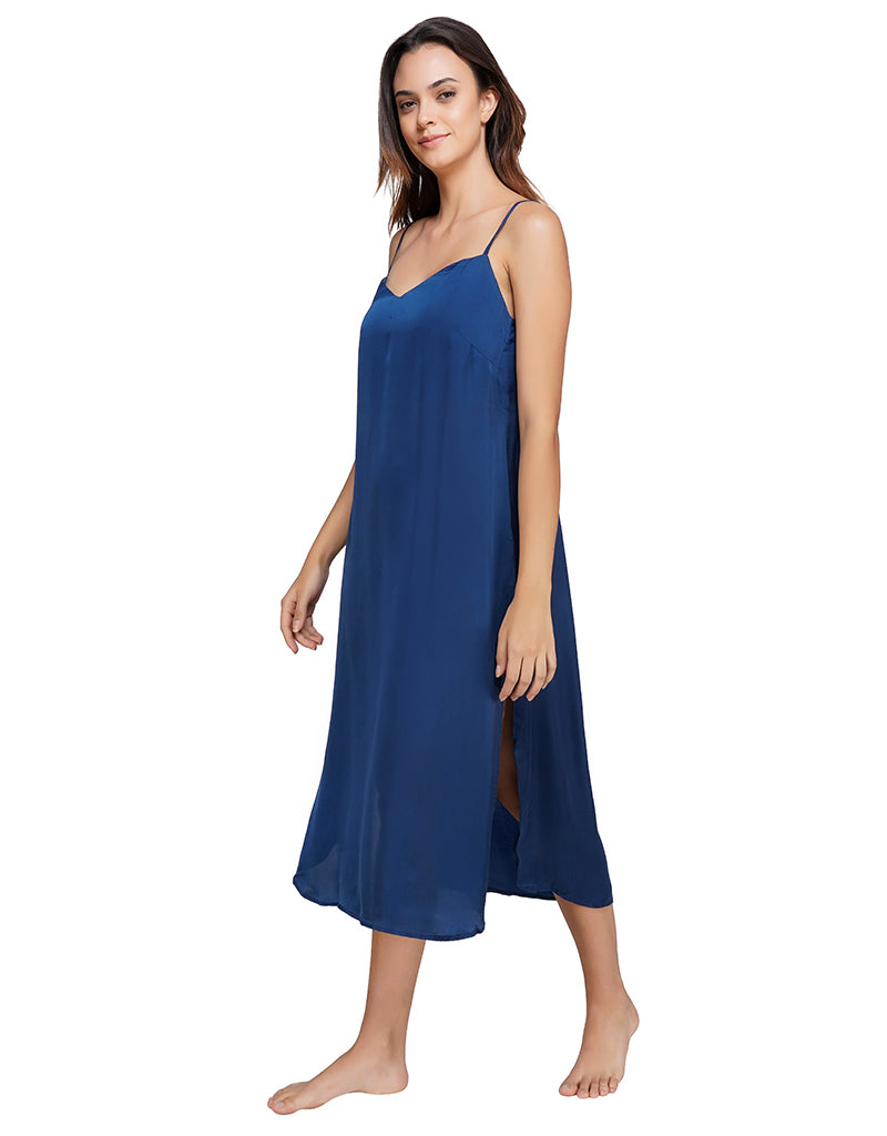 Indigo Blue Organic Cupro Slip Dress