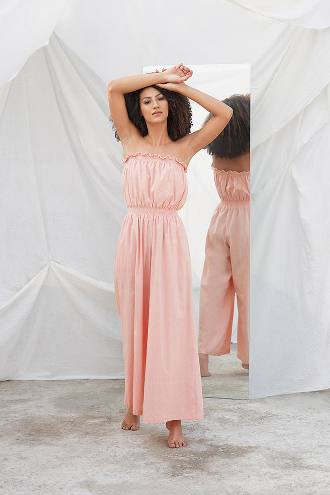 Pink Kala Cotton-Linen Jumpsuit