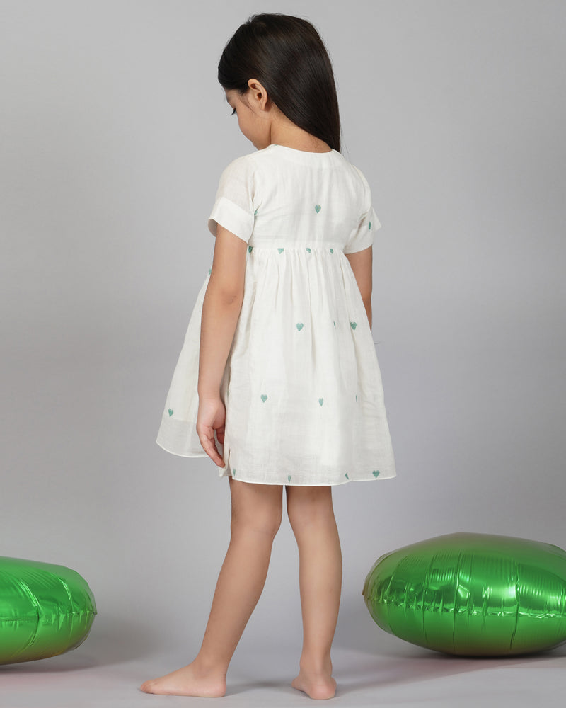 TM Green hearts button down frock