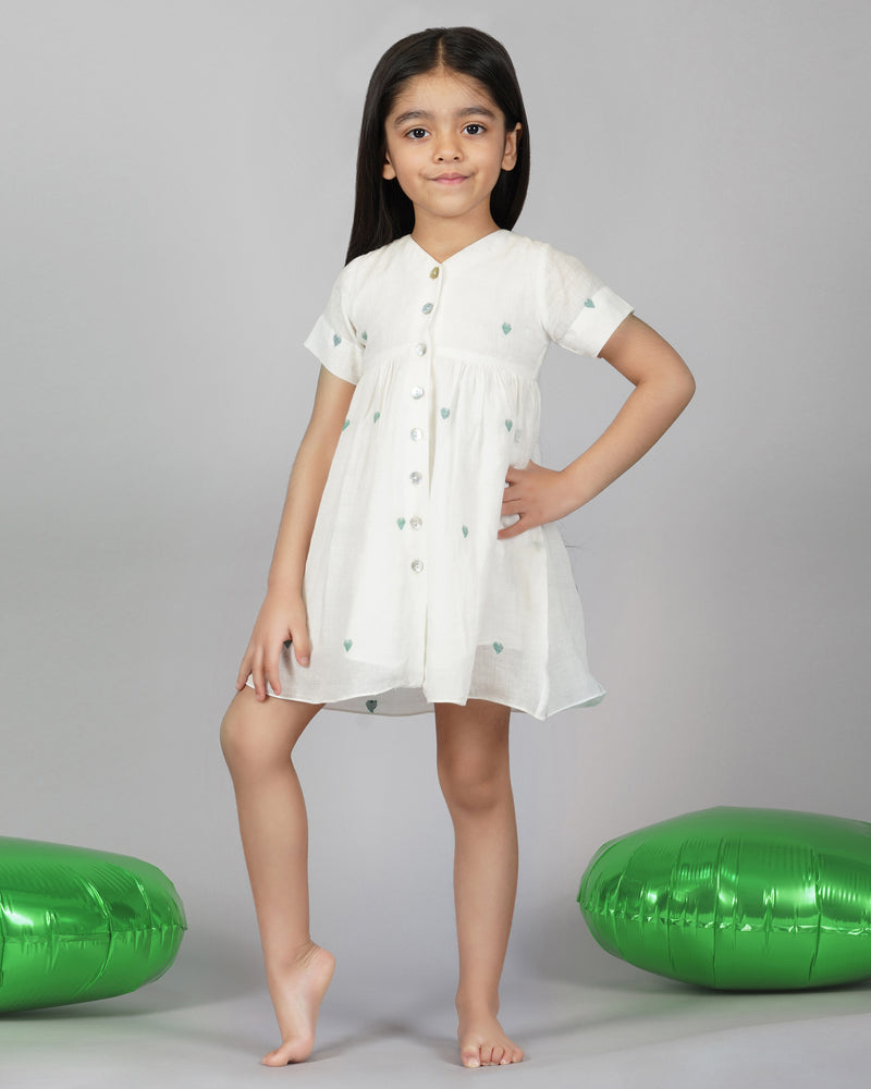 TM Green hearts button down frock